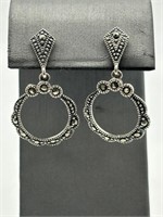 Sterling Silver Fancy Marcasite Earrings