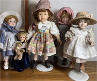 Lot of 5 Porcelain Dolls