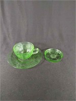 Green Glass Cameo Ballerina Plate