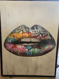 Large Canvas Art Work - Graffiti Lips  $175.20