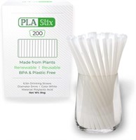 D1) PLA Stix Compostable Drinking Straws-200 White