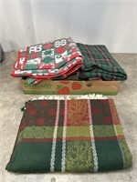 Assortment of Christmas Table Clothes, Runners,