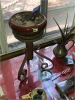 Iron Plant Stand  & Misc Decor on Table
