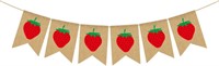 Jute Burlap Strawberry Banner Baby Girl Theme