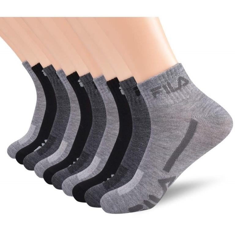 Fila mens Racing Striped Quarter Socks, Grey