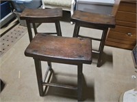 Three Hardwood Stools