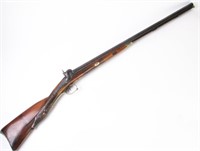 Antique French Double-Barrel Shotgun, Carved Stock
