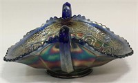 Carnival Glass Blue Basket