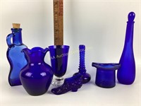 Cobalt Blue Glassware, Top Hat, Satin Blue
