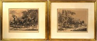 Pair Antique Francisco Goya etchings - Don Quixote