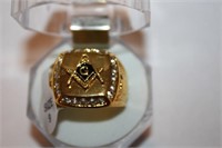 Gold Plated Masonic Mens Ring Size 9