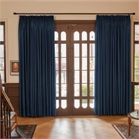 Pinch Pleat Navy Blue Curtains Solid Blackout...