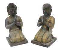 (2) KNEELING NAMASKARA MUDRA CAST METAL BUDDHA