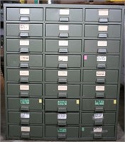 27 Drawer Metal Cabinet w/Contents 31x37x13