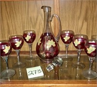 MCM Wine Decanter and 6 Glasses (Romania)