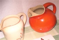2 Vtg Ceramic Pitchers, Orange