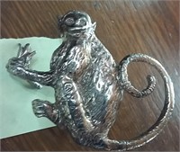 STERLING monkey figural buckle Texas silversmith