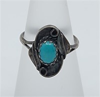 Vintage Navajo Sterling Silver Turquoise Ring