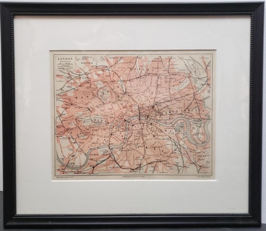 VINTAGE LONDON MAP 15 x 17