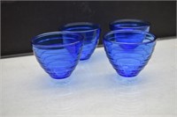 4 Hazel Atlas Moderntone Cobalt Blue Punch Cups