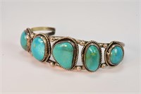 Indian Silver Blue Turquoise Stone Bracelet