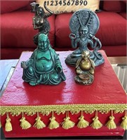 E - LOT OF 4 ASIAN-MOTIF FIGURES W/ STAND (F8)