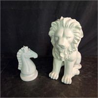 Lion statue & horse bust