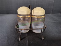 Vintage Glass w/ Gold Trim Salt & Pepper Shakers