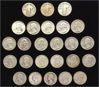 (25) 90% Silver Quarters US Coins
