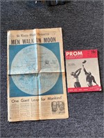 1969 Walk on moon Newspaper 1961 Prom Magazine