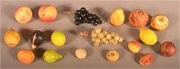 Lot of Antique Carved and Painted Stone Fruit.