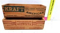 2 Wood Cheese Boxes Kraft and Velveeta