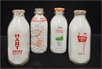 (4) Vintage 1 Qt  Dairy Bottles