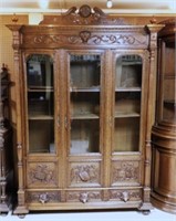 Globe Crowned Triple Door Oak Scholar's Bookcase.