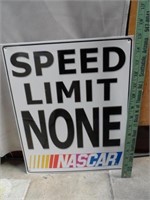 Speed Limit None Nascar Tin Sign