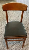 Vintage MCM Wood & Vinyl Side Chair