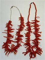 2 Coral Necklaces, Longest 22"