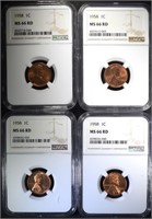4 - 1958 LINCOLN CENTS NGC MS66 RD