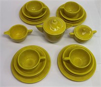 Akro Agate Yellow Glass Child's Tea Set