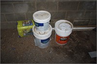 (1) 5 gallon bucket of paint full, 1 half full an