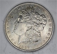 1897 P AU Grade Morgan Silver Dollar