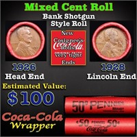 Mixed small cents 1c orig shotgun roll, 1926-p Lin