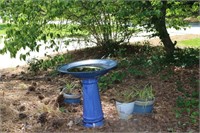 Bird Bath and Three Planters