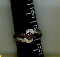 Sterling Ring S10 Ruby Garnet