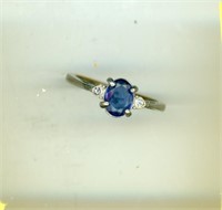 Sterling Ring S8 Blue & Clear Stone Ring Avon