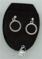 Sterling Necklace & Earrings 18”