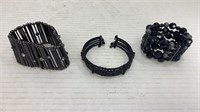 3 Black Bracelets Lot