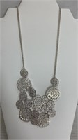 Silver Tone Necklace With Round Disks