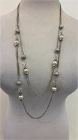 Necklace - 2 Tier Silver With Beads