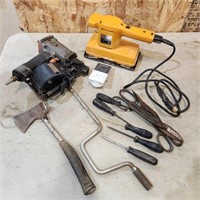 Coil Nailer, sander, various tools